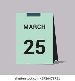 25 march calendar date icon minimal desk calendar vector illustration