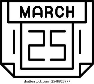 25 March Vector Icon Outline Stlye