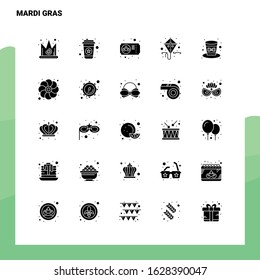 25 Mardi Gras Icon set. Solid Glyph Icon Vector Illustration Template For Web and Mobile. Ideas for business company.