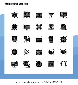 25 Marketing And Seo Icon set. Solid Glyph Icon Vector Illustration Template For Web and Mobile. Ideas for business company.