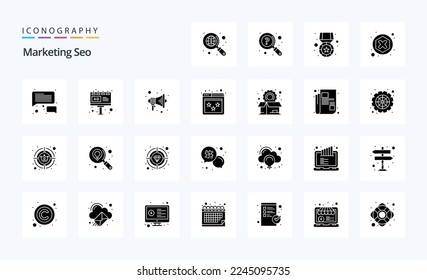 25 Marketing Seo Solid Glyph Icon Pack