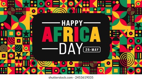 25 May is Happy Africa Day geometric shape pattern background design template. Holiday concept. use to background, banner, placard, card, and poster design template. vector illustration.