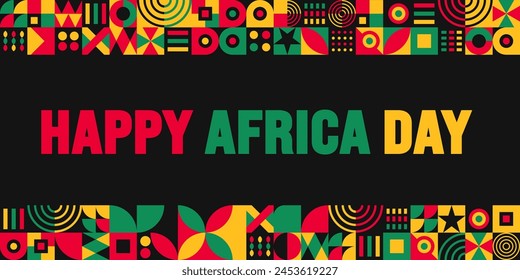 25 May is Happy Africa Day geometric shape pattern background design template. Holiday concept. use to background, banner, placard, card, and poster design template. vector illustration.