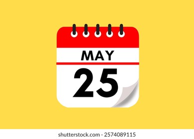 25 May month single day vector, illustration, calendar with maroon, rose and white color background calendar May 25