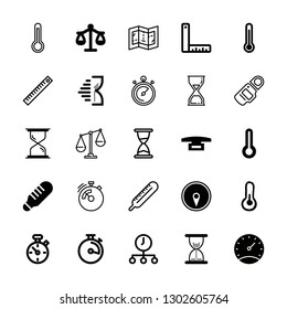 25 measurement icons with stopwatch and temperature in this set