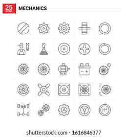 25 Mechanics icon set. vector background