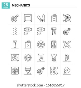 25 Mechanics icon set. vector background