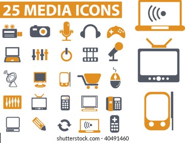 25 media icons. vector
