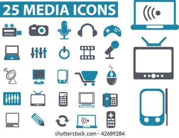 25 media icons. vector