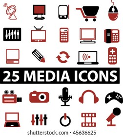 25 media icons. vector