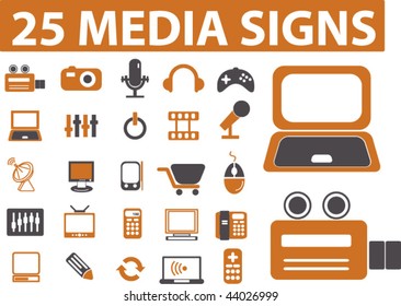 25 media signs. vector