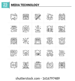 25 Media Technology icon set. vector background