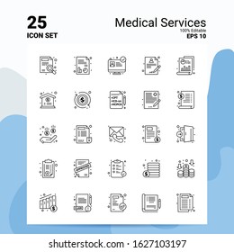 25 Medical Services Icon Set. 100% Editable EPS 10 Files. Business Logo Concept Ideas Line icon design