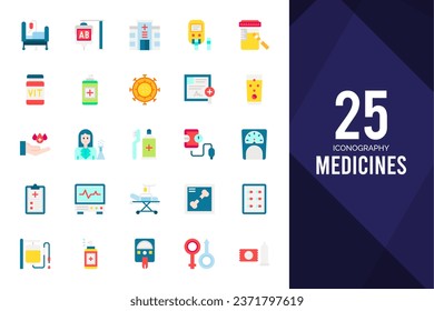 25 Medicines Two Color icons pack. vector illustration.
