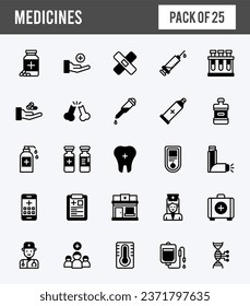 25 Medicines Two Color icons pack. vector illustration.