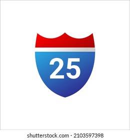 25 Miles With Flat Icon Vector Illustration