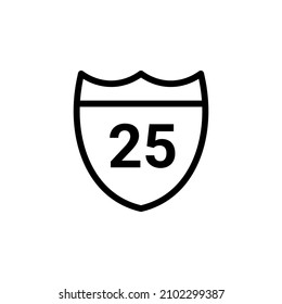 25 Miles With Outline Icon Vector