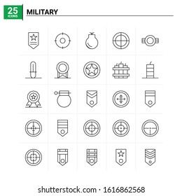 25 Military icon set. vector background
