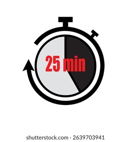 25 Minute Timer Icon – Stopwatch Countdown Illustration