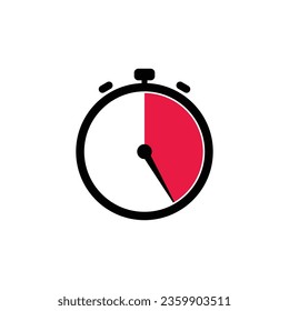 25 Minutes Analog Clock Icon white background.