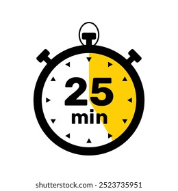25 Minutos Analog Clock Icon fundo branco .