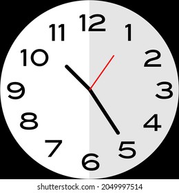 25 minutes past 10 o'clock or Twenty five minutes past ten o'clock analog clock. Icon design use illustration flat design