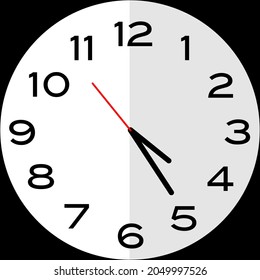 25 minutes past 4 o'clock or Twenty five minutes past four o'clock analog clock. Icon design use illustration flat design