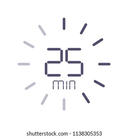 The 25 minutes, stopwatch vector icon, digital timer. clock and watch, timer, countdown symbol.