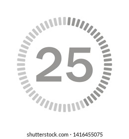 The 25 minutes, stopwatch vector icon, digital timer. clock and watch, timer, countdown symbol.