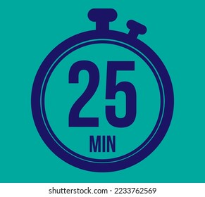 25 minutes. Stopwatch vector icon. Vector with schedule timer for appointments and tasks