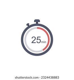 25 minutes timer icon, 25 min digital timer. Clock and watch, timer, countdown.