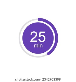 25 minutes timers Clocks, Timer 25 min vector illustration.
