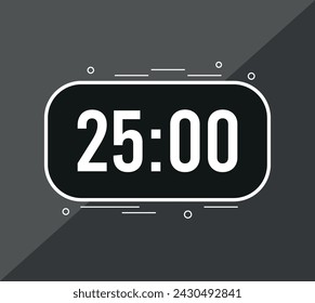 25 minutes. Vector clock counting time. Timer to set minutes