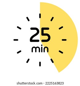 25 minutos, concepto de tiempo, ilustración del temporizador, vector.