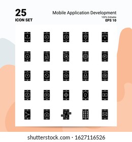 25 Mobile Application Development Icon Set. 100% Editable EPS 10 Files. Business Logo Concept Ideas Solid Glyph icon design