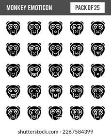 Paquete de iconos de Monkey Emoticon Glyph. ilustración vectorial.