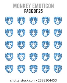 25 Monkey Emoticon icons Pack vector illustration.