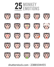 25 Monkey Emoticon Icons Pack Vektorgrafik.
