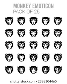 25 Iconos de Monkey Emoticon Empaquetar ilustración vectorial.