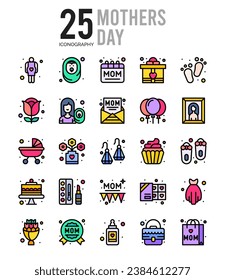 25 Mothers day icons Pack vector illustration.