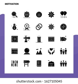 25 Motivation Icon set. Solid Glyph Icon Vector Illustration Template For Web and Mobile. Ideas for business company.