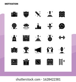 25 Motivation Icon set. Solid Glyph Icon Vector Illustration Template For Web and Mobile. Ideas for business company.