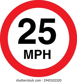 25 Mph Circle Sign Board