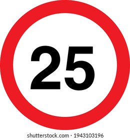 25 Mph Circle Sign Board