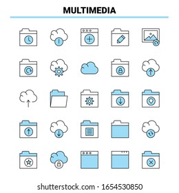 25 Multimedia Black and Blue icon Set. Creative Icon Design and logo template