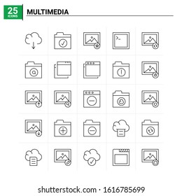 25 Multimedia icon set. vector background