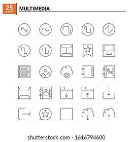 25 Multimedia icon set. vector background