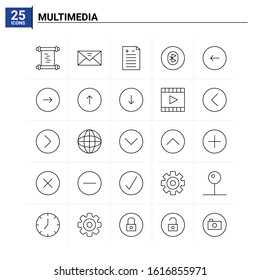 25 Multimedia icon set. vector background