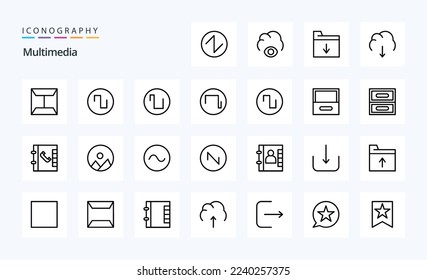 25 Multimedia Line icon pack