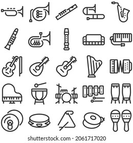 25 musical instrument icon set